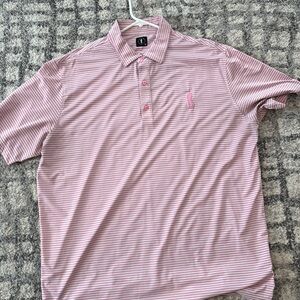 U suck at golf pink pin striped golf shirt , 2xl